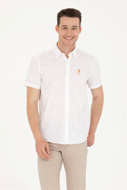 U. S. Polo Assn / Мужская белая рубашка в кирпичную полоску - U.s. polo assn фото 10