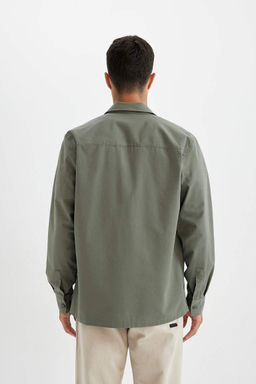 Хлопковая рубашка с длинными рукавами и воротником поло стандартного кроя - Defacto фото 6