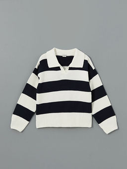 Polo Yaka K?z ?ocuk Triko Kazak