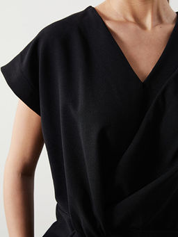 Kruvaze Yaka Krep Kad?n Bluz