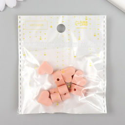 Цена за 8 шт. Бусина силикон Сердечко пепельно-розовая d=1,4 см - Арт узор фото 3