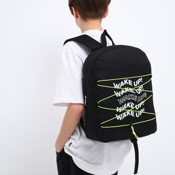 Рюкзак текстильный со шнуровкой WAKE UP, 38х29х11 см, черный - Nazamok фото 13