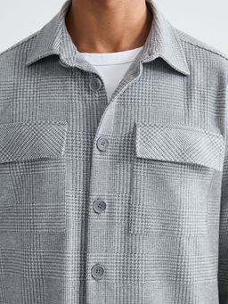 Regular Fit Uzun Kollu Ekose Erkek G?mlek Ceket