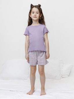 К 1645/лаванда,шотландская клетка пижама для дев