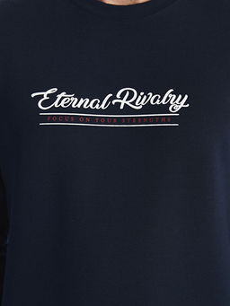 Bisiklet Yaka Uzun Kollu Bask?l? Erkek Sweatshirt