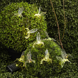 Гирлянда для улицы Колибри 3 м 20 ламп LED чёрный провод, 2 реж.,IP-55, Теплый белый (солнечная батарея)