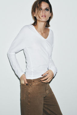 COTTON V-NECK T-SHIRT - Zara фото 13