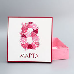 Цена за 5 шт. Коробка подарочная складная 8 марта, 30?30?8 см