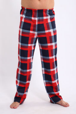 Брюки домашние мужские из кулирки красная клетка макси - Амадэль фото 3