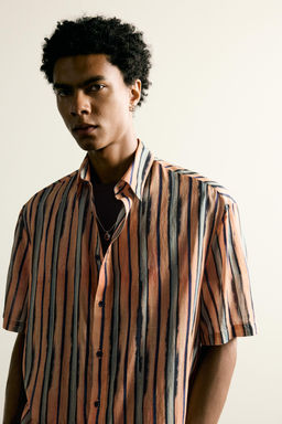 CAMISA RAYAS ALGOD?N - VISCOSA / Salm?n - Zara фото 5