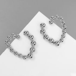 Серьги металл Сердца воссоединение, цвет серебро