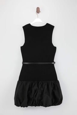 Siyah Duz K?sa / Mini Bisiklet Yaka Mini Balon Etek Garni Detayl? Triko Elbise TWOSS26EL00168 - Trendyolmilla фото 7