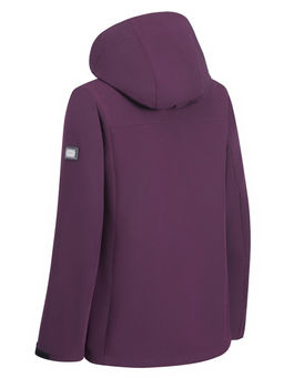 Ветровка женская софтшелл виндстоппер с капюшоном спортивная темно-фиолетового цвета 9616_1TF
