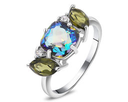 Кольцо, мистик кварц синий , оливковая шпинель, Диор