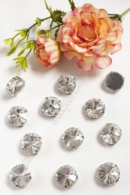 Стразы пришивные 16 мм "Круг" (20 шт) SF-3704, серебро №1