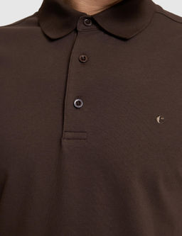 Kahverengi Slim Fit Pamuk Kar___ml_ D__meli Polo Yaka Basic T-shirt