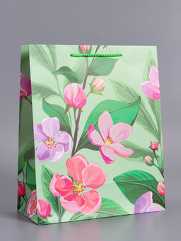 Пакет подарочный ламинированный «Весеннее признание», зелёный, 26×12×32 см