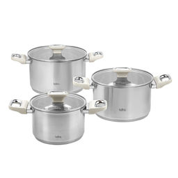 Набор посудыФлора LR02-132 3 предмета (кастр 2,9+5,1+6,5л) индукц 5-ти ступ. капс. дно, Soft /LARA/