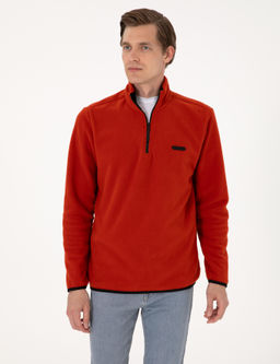 Kiremit Regular Fit Yar_m Fermuarl_ Polar Sweatshirt