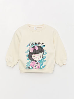 Bisiklet Yaka Uzun Kollu Bask?l? K?z Bebek Sweatshirt