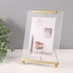 Фоторамка металл на 1 фото 10х15 см "Лаконичность" золото 1х15,2х21 см