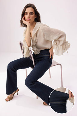 Koyu Mavi Yuksek Bel Yumusak Ekstra Esneyen Orme Skinny Tayt Jeans TWOSS26JE00284