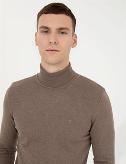 Vizon Melanj Slim Fit Bal_k__ Yaka Basic Triko Kazak