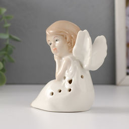 Фигурка светящаяся Девочка-ангел сидит, керамика, 6?8?9 см
