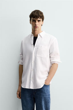 CAMISA REGULAR FIT LINO - ALGOD?N / Blanco - Zara фото 2