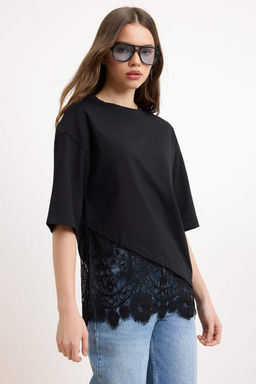 Ekru Regular/Normal Kal?p Dantel Detayl? K?sa Kollu Orme T-Shirt TWOSS26TS00303 - Trendyolmilla фото 5