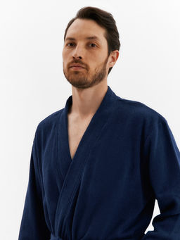 Халат мужской «Экономь и Я», размер 52-54, хлопок 100%, тёмно-синий