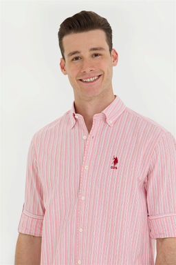 U. S. Polo Assn Мужская рубашка лосося в белую полоску - U.s. polo assn фото 9