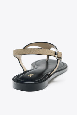 LEATHER BUCKLE-STRAP SANDALS - Zara фото 14