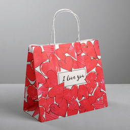 Пакет крафтовый I love you, 22 25 12 см