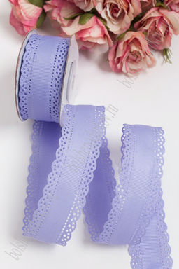 Лента репсовая с ажурными краями 3 см*10 ярд (SF-1750) фиолетовый №21