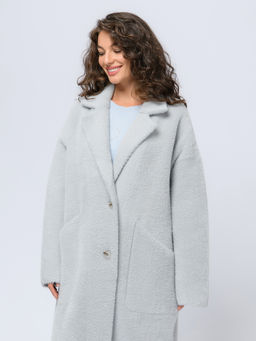 Кардиган удлиненный серого цвета с карманами и отложным воротником - 1001dress фото 3