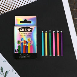 Набор свечей с цветным пламенем в коробке С Днем рождения, 6 шт.