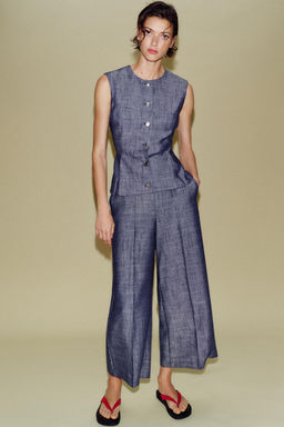 PANTAL?N CULOTTE TIRO ALTO SET / ?ndigo