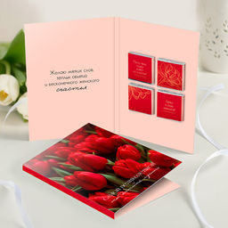 Открытка 4 шоколадки Самой великолепной (красные тюльпаны) - 8 чудо фото 3