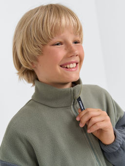 Олимпийка флисовая Колор блок Графит/Олива 7+ - Bungly фото 4