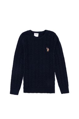 U. S. Polo Assn Темно-синий трикотажный свитер с круглым вырезом для мальчика