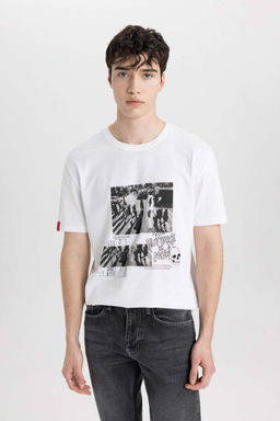 Футболка стандартного кроя с круглым вырезом и короткими рукавами с принтом - Defacto фото 3