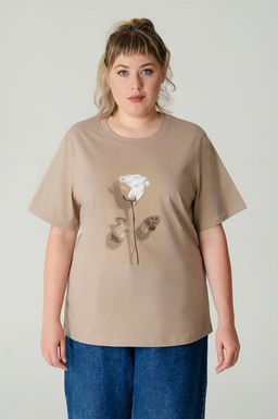 Арт. 31137 Футболка женская оверсайз 50-58 (5 шт) Цвет:бежевый - Калинка фото 18
