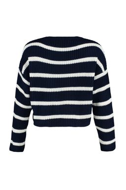 Lacivert Crop Basic Cizgili Genis Kal?p Triko Kazak TWOAW23KZ00390