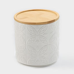 Банка для хранения сыпучих продуктов BellaTenero, 660 мл, d=10.5 см, с бамбуковой крышкой, фарфор, белая