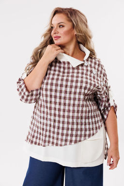 Блуза Michel Chic 751/1 клетка, бежевый