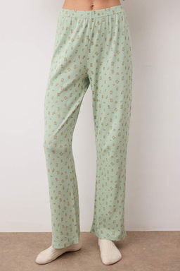 Mint Yumusak Tuse Pamuklu Cicekli Fitilli Orme Pijama Tak?m? THMAW25PT00194