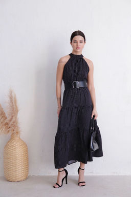 Платье-американка чёрное в горошек - Martichelli фото 3