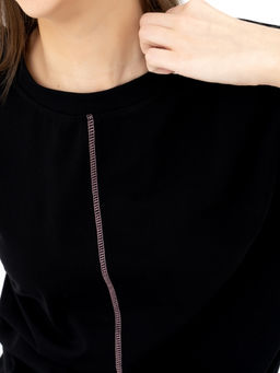 Футболка хлопок 95%, лайкра 5%, черно-розовая - Binita фото 5