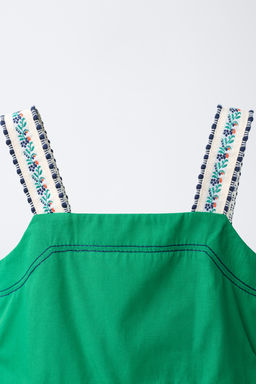 VESTIDO POPEL?N TIRANTES BORDADOS / Verde - Zara фото 5